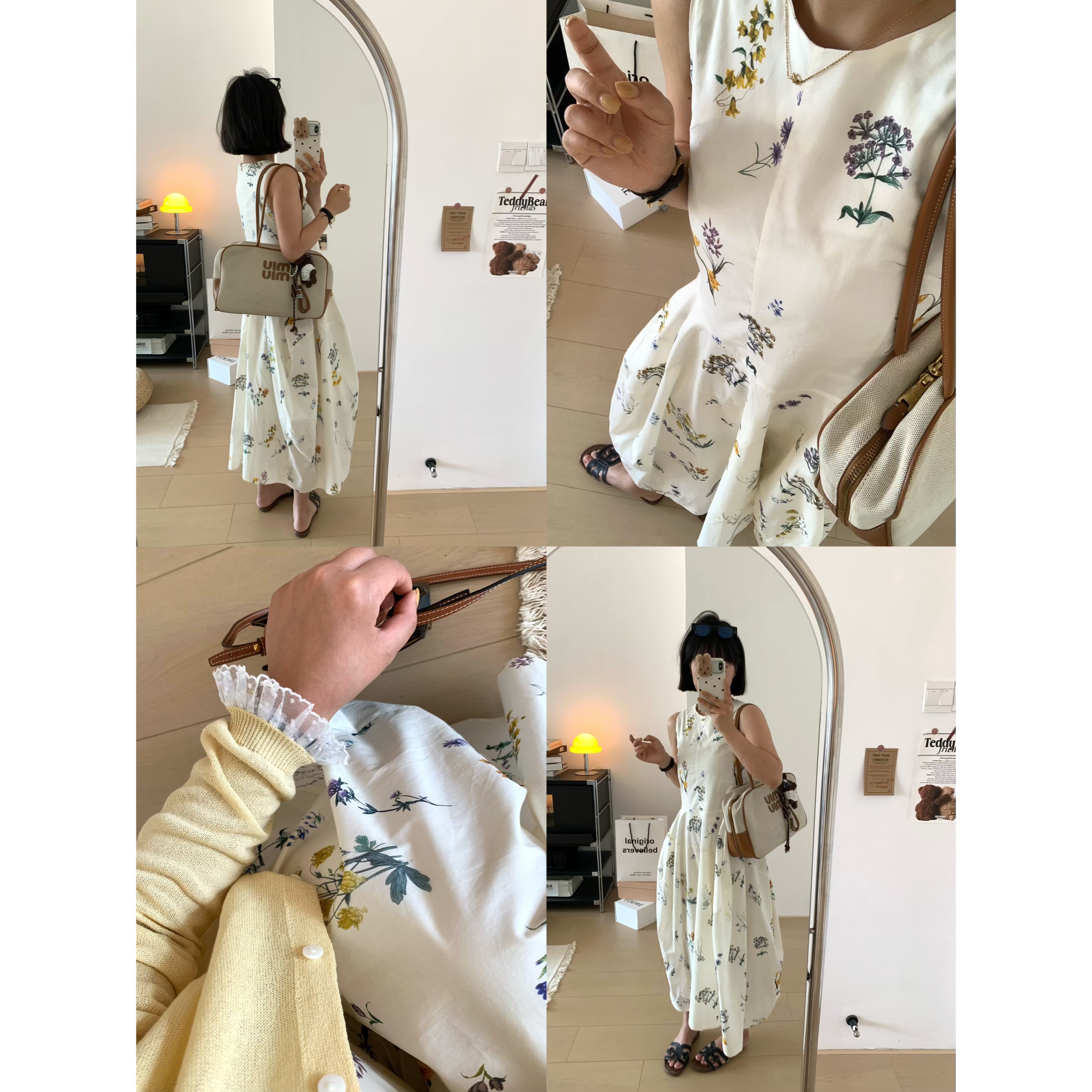 莫奈花园显瘦无袖花苞背心连衣裙