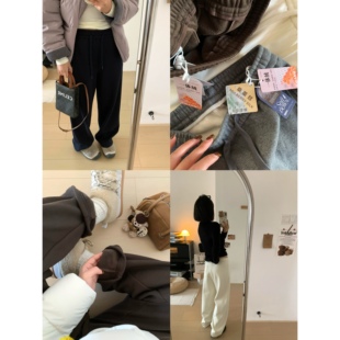 立体剪裁显瘦休闲长裤 女冬季 休闲直筒卫裤 XFYSTYLE_加绒加厚窄版