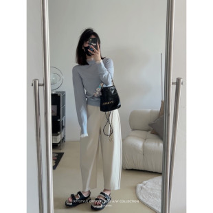 松紧腰宽松直筒裤 XFYSTYLE_立体剪裁抗皱高腰9分休闲哈伦裤 女春季