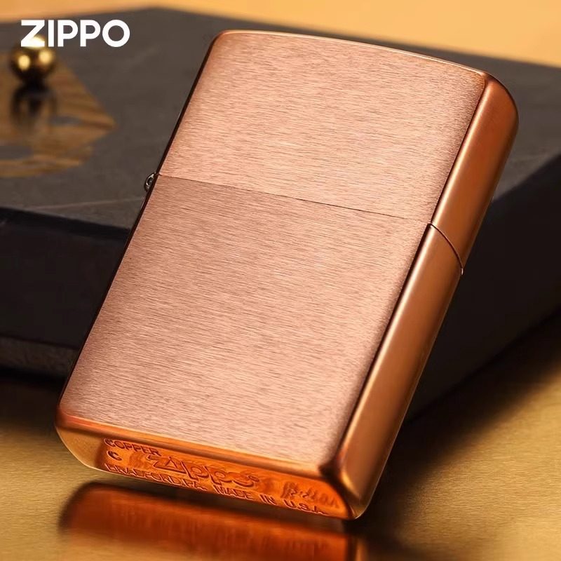 zippo打火机官方正品紫铜香槟晚霞原装正版煤油防风收藏送礼男士