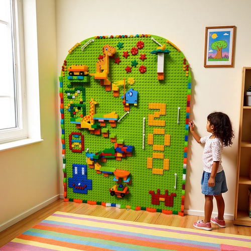 大颗粒儿童积木墙黑板拼图玩具