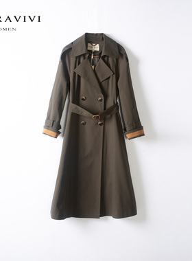 秋冬款中长款英伦风修身职业风衣外套女70655