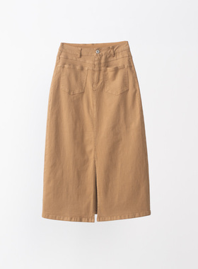 中长款自然松紧腰围牛仔半身裙女81783