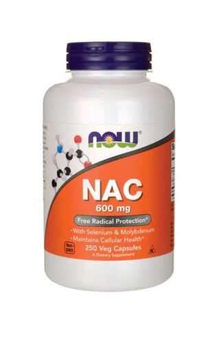 600MG*250粒含硒钼 美国原装NOW诺奥N-乙酰半胱氨酸(NAC)素食胶囊