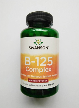 美国原装SWANSON 均衡维生素B族125 高含量 100片美国直邮