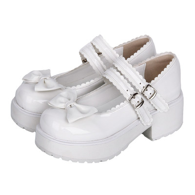 普普家2025学院风软妹Lolita鞋圆头蝴蝶结松糕厚底少女娃娃鞋8029