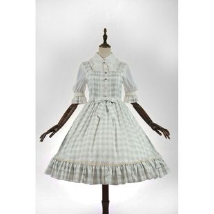 现货 草莓巫女Lolita原创设计果味铃兰格子夏季可爱Jsk吊带连衣裙