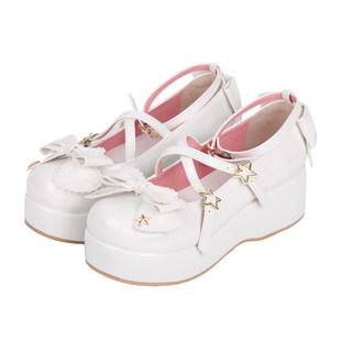 普普家 2025新品圆头浅口Lolita鞋简约交叉带蝴蝶结单鞋C475