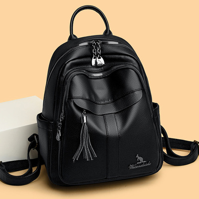 高级感软皮双肩包女真皮2025新款旅行户外女士大容量背包学生书包