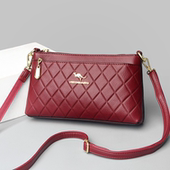 时尚 真皮妈妈包2025新款 中年女包软皮菱格单肩斜挎小包牛皮手机包