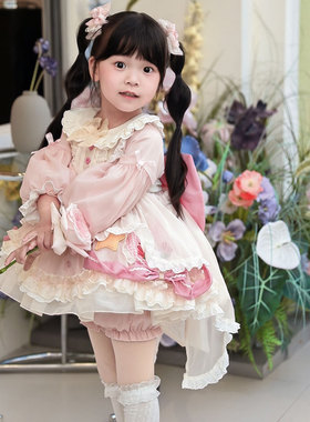 女童洛丽塔连衣裙爱的丘比特长袖蓬蓬裙婚宴周岁公主裙