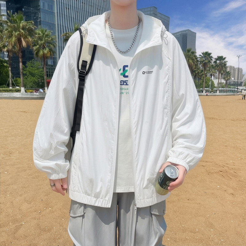 夏季冰丝防晒衣男款轻薄款透气连帽防晒服男生青少年夏天休闲外套 - 实物图