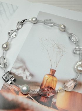 原创天然白水晶随形小众设计高级感项链