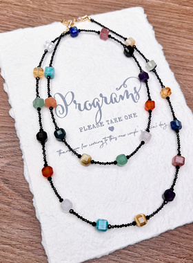 原创《花漾年华》天然石尖晶多宝长款小众设计款项链长链毛衣链