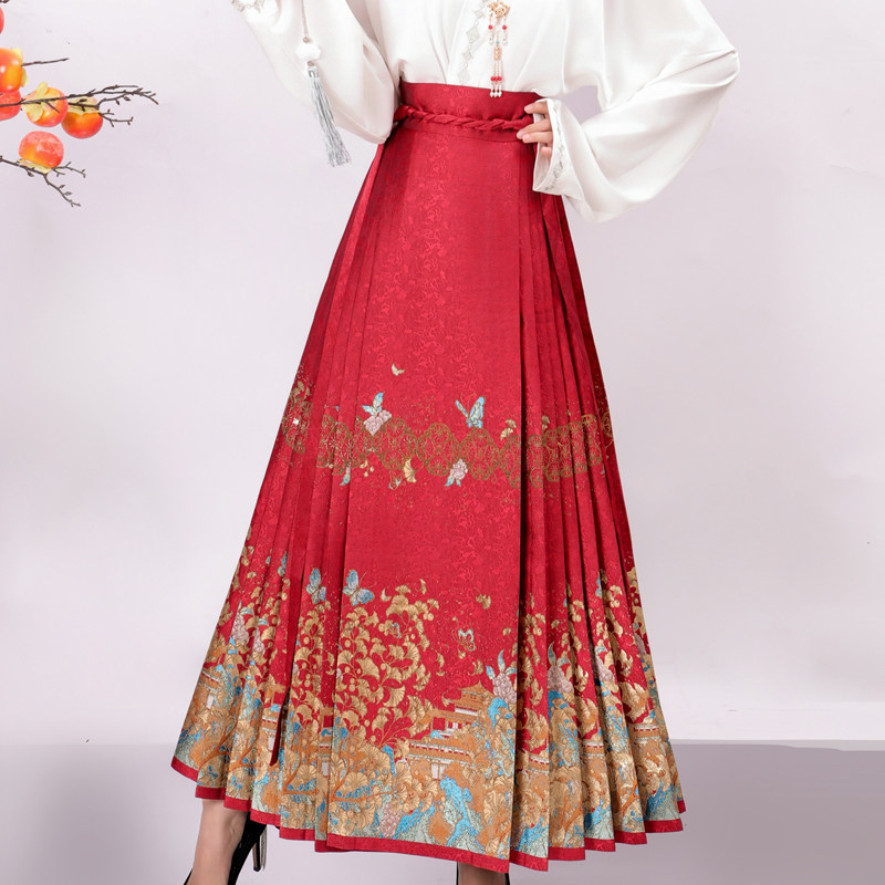 一梦金陵原创汉服【三生有幸】高端重工红色马面裙半身裙敬酒婚服,女装/女士精品,汉服半身裙,淘宝优惠券,粉丝福利购,淘宝优惠卷