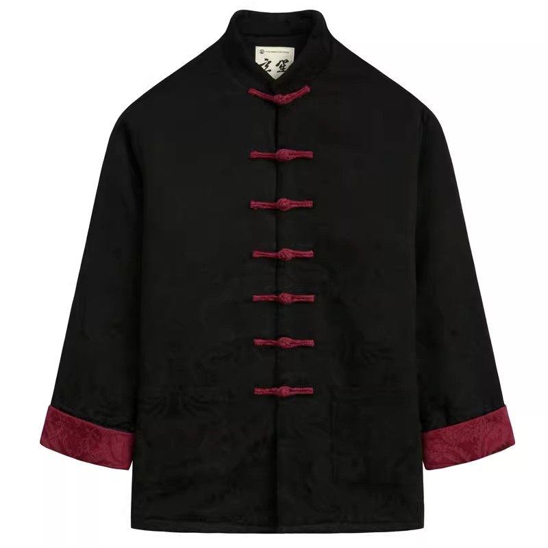 中式唐装男冬季棉服外套中国风棉麻提花加厚棉袄盘扣茶服居家服男,男装,唐装,淘宝优惠券,粉丝福利购,淘宝优惠卷