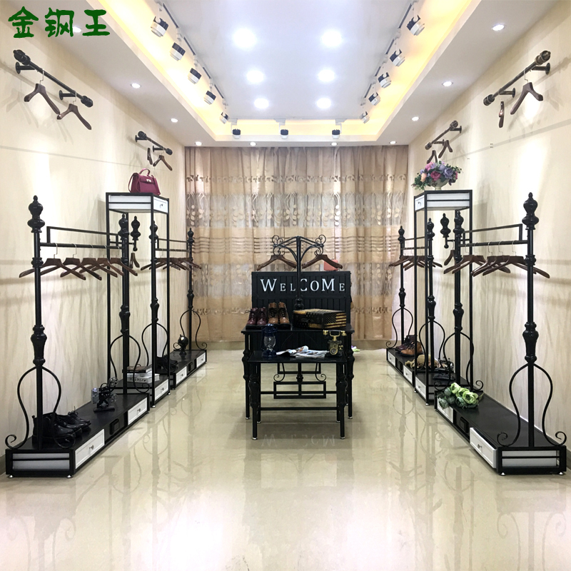 服装店展示架落地式服装架女装店货架欧式铁艺衣帽架挂衣服的架子