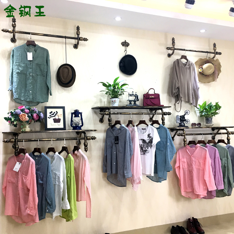 家用简易上墙服装店正侧挂衣帽架