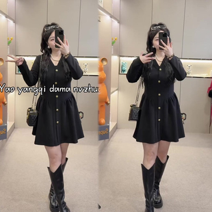 法式气质高级感连衣裙女2026春季新款V领显瘦百搭网红爆款中长裙