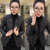 新款 欧货时尚 百搭高级感棉服女2024冬季 收腰显瘦保暖菱形格棉袄潮