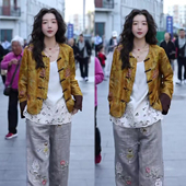 国风时尚 新款 洋气欧货宽松显瘦上衣潮 禅意风盘扣外套女冬季 新中式