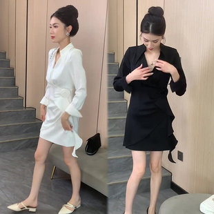 气质时尚洋气连衣裙女2024早秋新款收腰显瘦个性设计感短裙潮