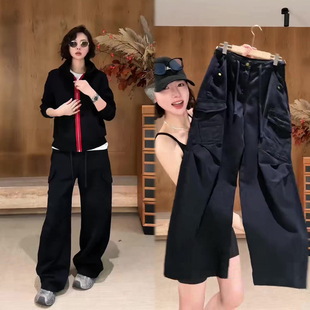 休闲时髦运动风两件套女2026秋季新款撞色卫衣外套+阔腿裤套装潮