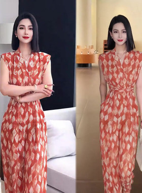 时尚裙子菱形格连体裤女