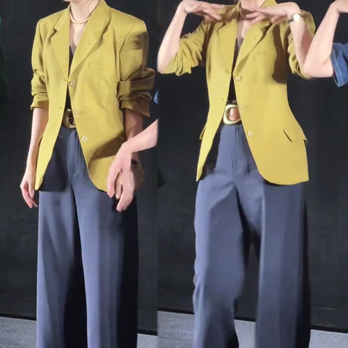 谭松韵同款职场套装西服+阔腿裤