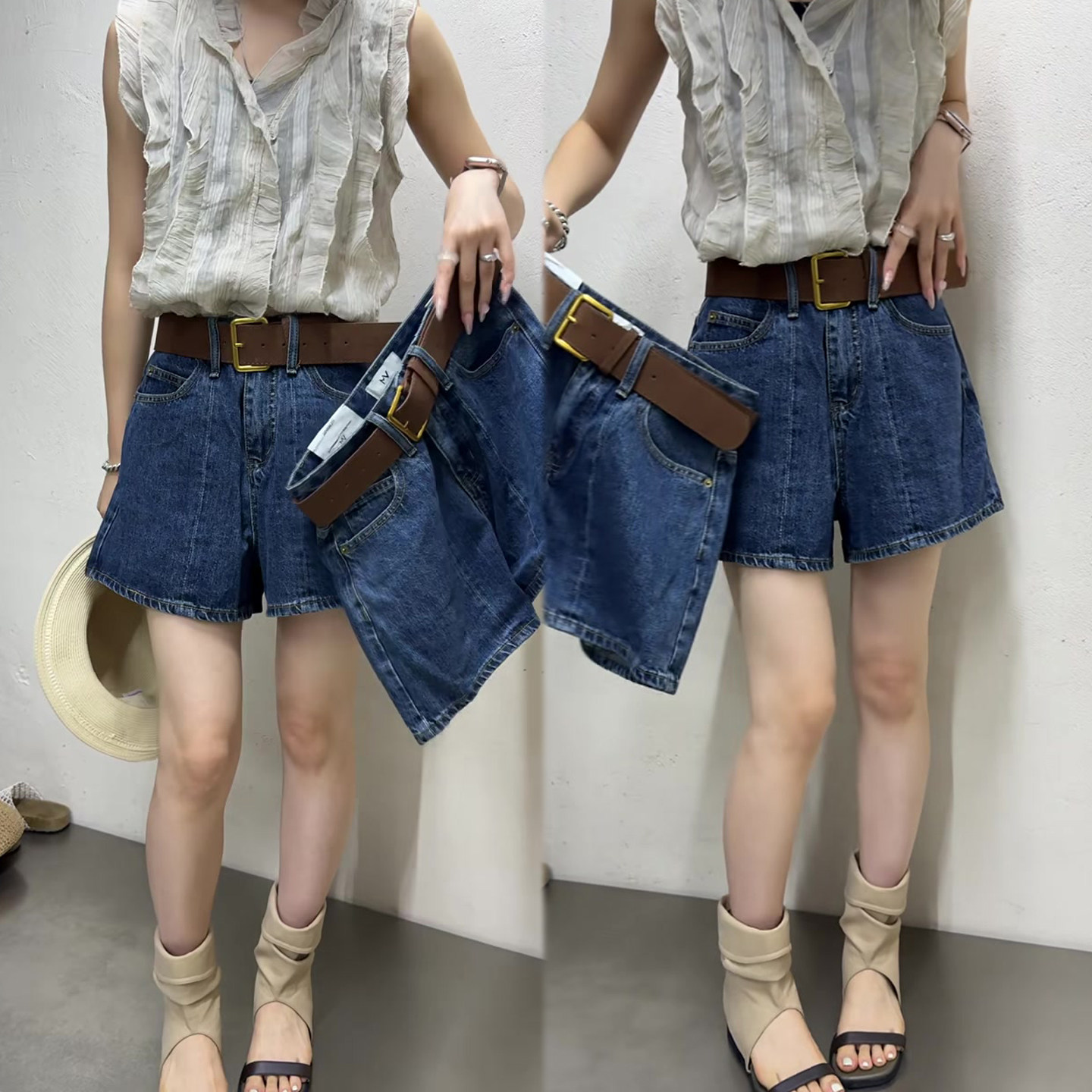 休闲韩版牛仔短裤女2026春夏新款高腰阔腿显瘦百搭网红热裤休闲裤