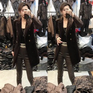 气质优雅时尚百搭夹棉西服女欧货2024秋季新款显瘦遮肉中长款棉服