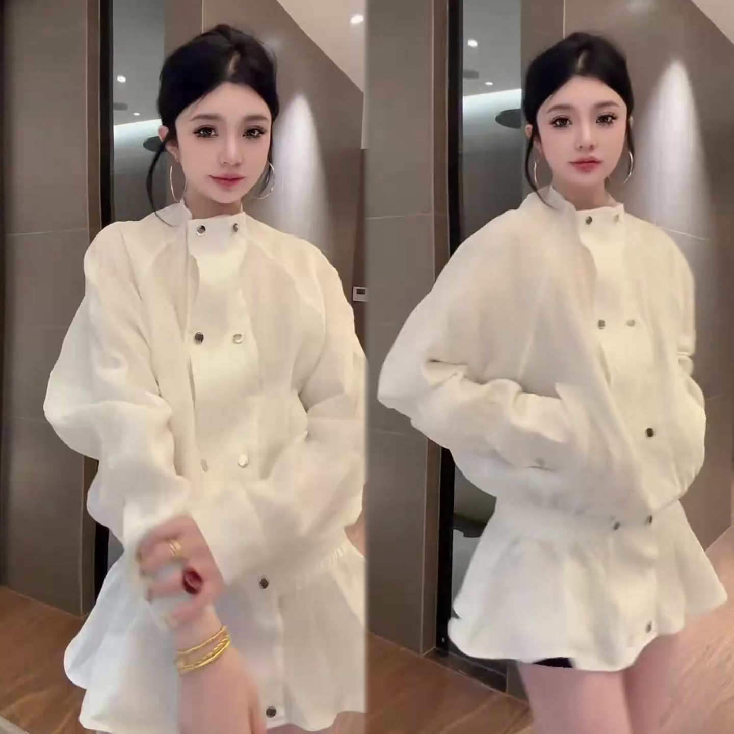 欧货韩版时尚风衣裙女2026春季新款双排扣设计感连衣裙短裙女裙子