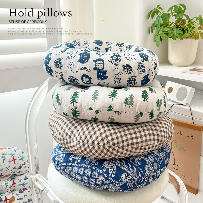 夏季民族风棉麻圆形椅子坐垫