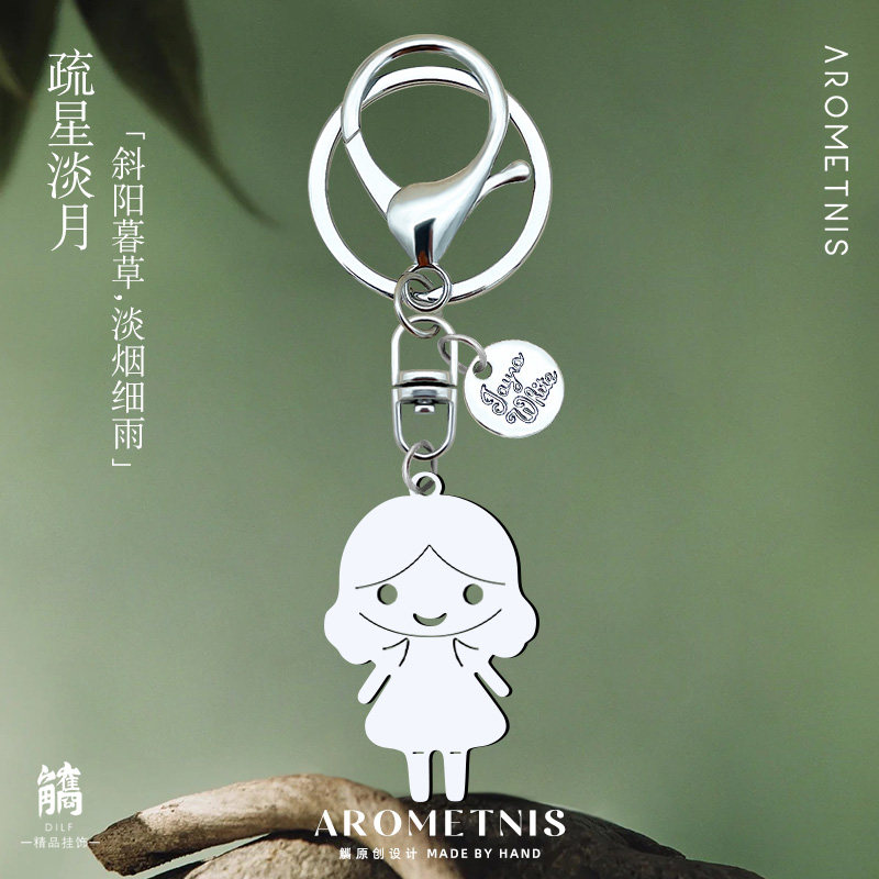 AROMETNIS可爱女孩不锈钢钥匙扣图片