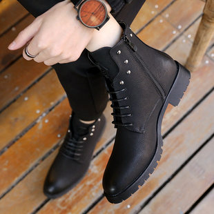 New spring British Pepel Martin boots men's increasing casual shoes Korean fashion middle tube short boots tide
