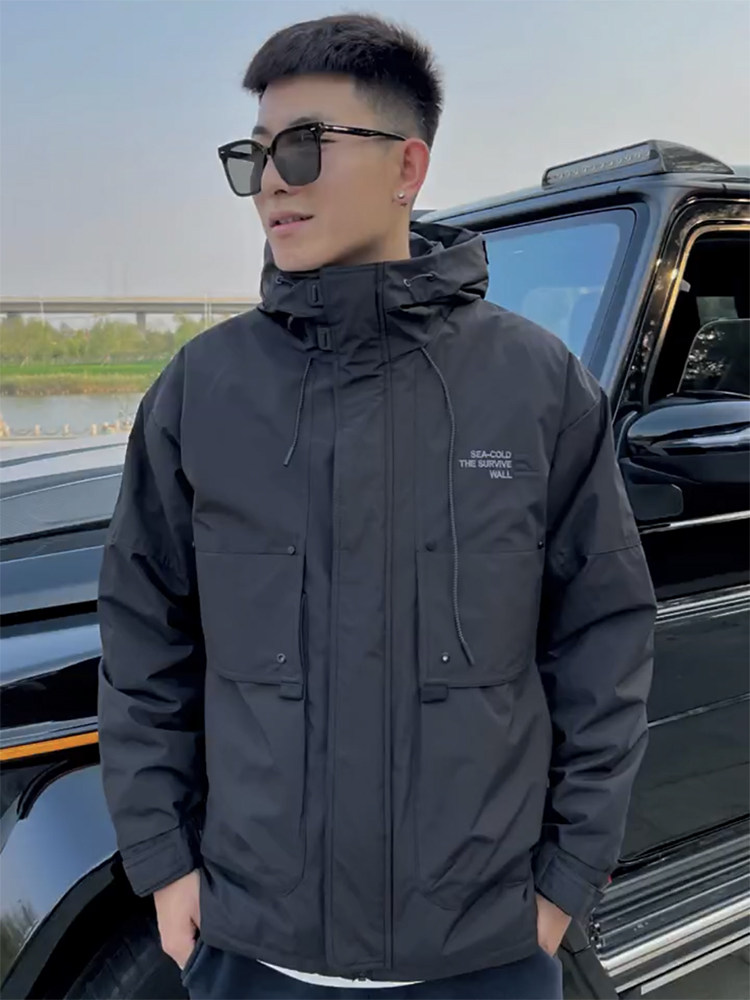 AUTUMN AND WINTER CASUAL EMBROIDERED HOODED TOPS INTERNET CELEBRITIES THE SAME JACKET JACKETS TRENDY MENS VERSATILE KOREAN VERSION OF THE LOOSE JACKET