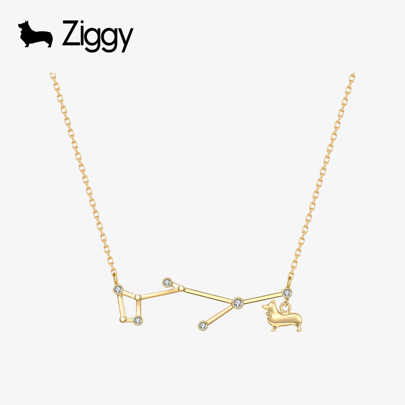 ZIGGY/芝一格 十二星座水瓶座镶钻项链 18K金时尚轻奢小众锁骨链