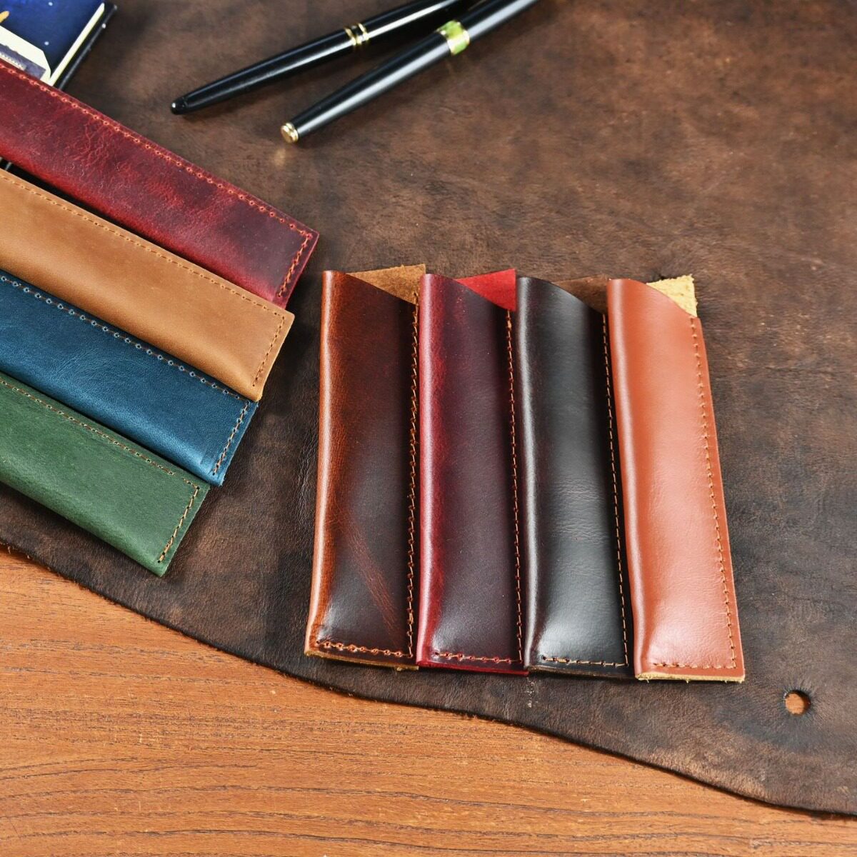 真皮笔袋复古疯马牛皮纯手工钢笔保护套牛皮笔套学生文具单笔