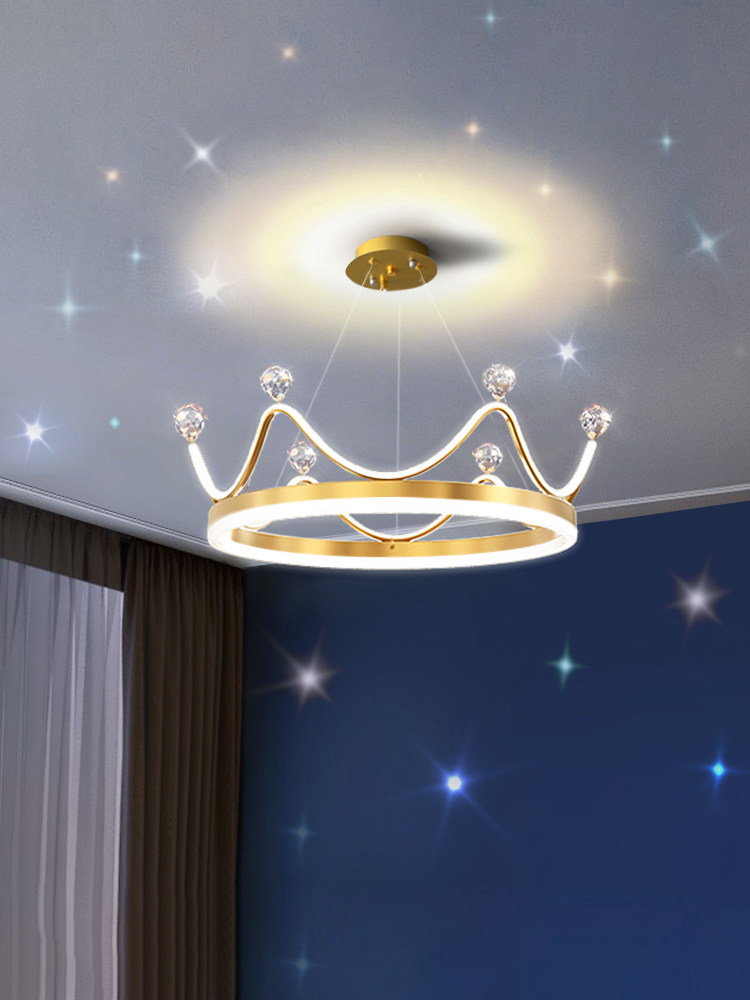 皇冠灯卧室灯皇冠吊灯水晶餐吊灯具现代简约公主女孩子儿童房间灯