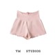 美式 舒适芭蕾粉低腰密考折叠短裤 高弹少女风运动打底热裤 包邮