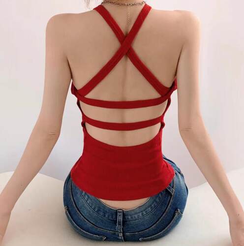 交叉大露背蚂蚁腰性感