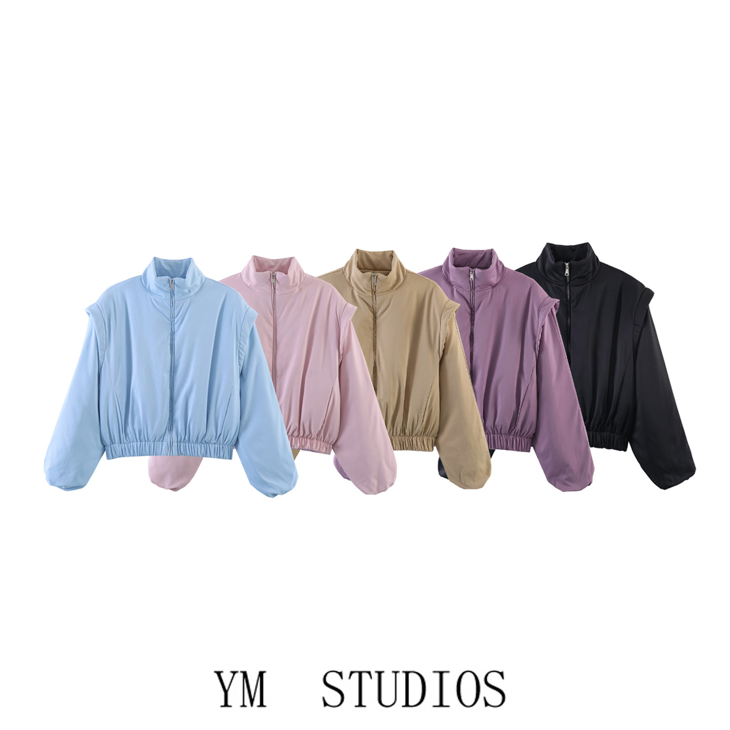 欧美风立领肩部廓形加厚短款棉服