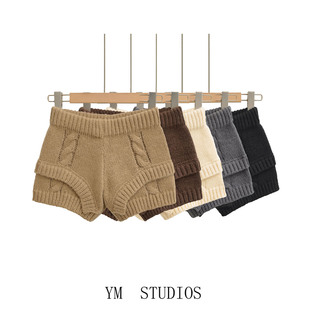 欧美女装   辣妹风低腰毛线针织短裤女外穿秋冬弹力休闲裤打底裤