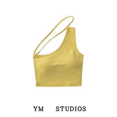 带胸垫斜肩背心露脐辣妹外穿