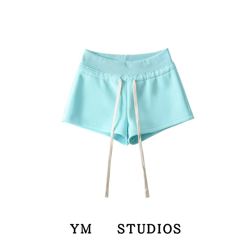 【包邮】美式甜辣风灰色系带抽绳休闲短裤女夏季修身跑步三分热裤