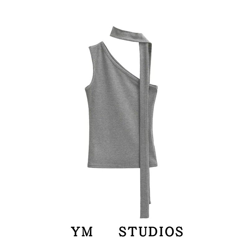 【包邮】设计款斜肩围巾颈饰无袖背心辣妹外穿小性感打底吊带个性