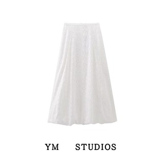 【包邮】学姐风仙气白色镂空刺绣花苞半身裙文艺气质A字蓬蓬裙夏