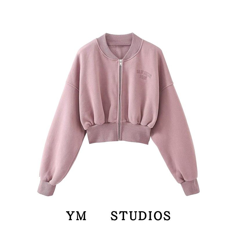 【包邮】少女感复古脏粉水洗效果收腰短款卫衣辣妹刺绣早春小外套,女装/女士精品,卫衣/绒衫,淘宝优惠券,粉丝福利购,淘宝优惠卷