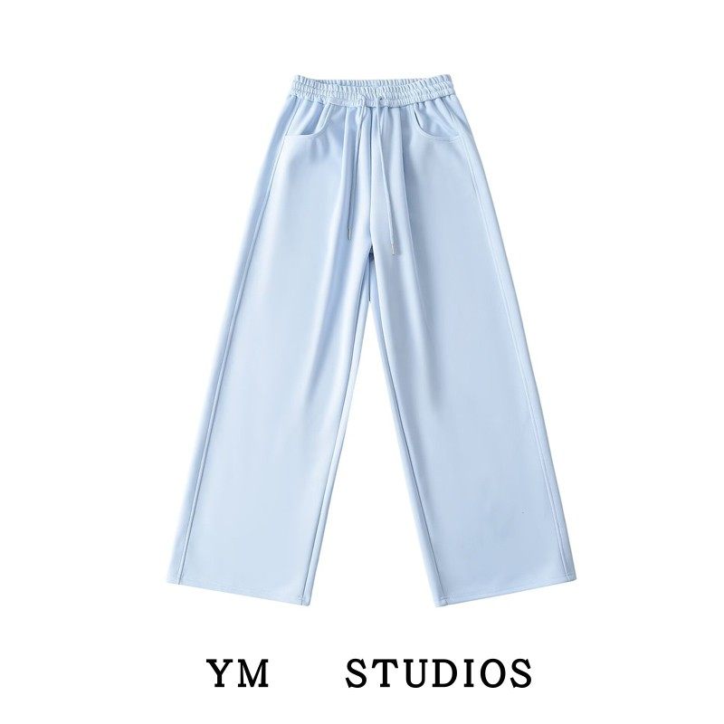 【包邮】基础款宽松大版松紧腰阔腿卫裤女美式春秋季慵懒风长裤子