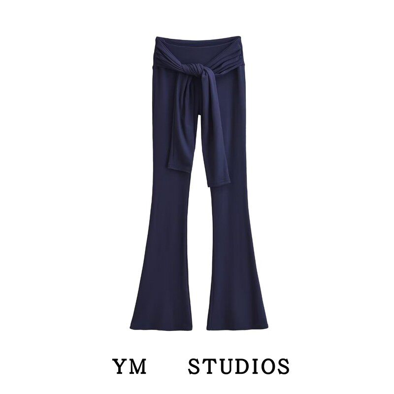 【包邮】心机设计感袖子绑带低腰瑜伽裤四季弹力健身喇叭裤女长裤